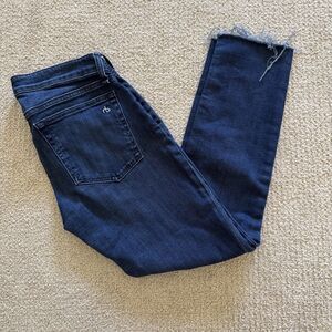 Rag & Bone Jeans Dre Low-Rise Slim Boyfriend Womens Size 25 Blue Embroidered